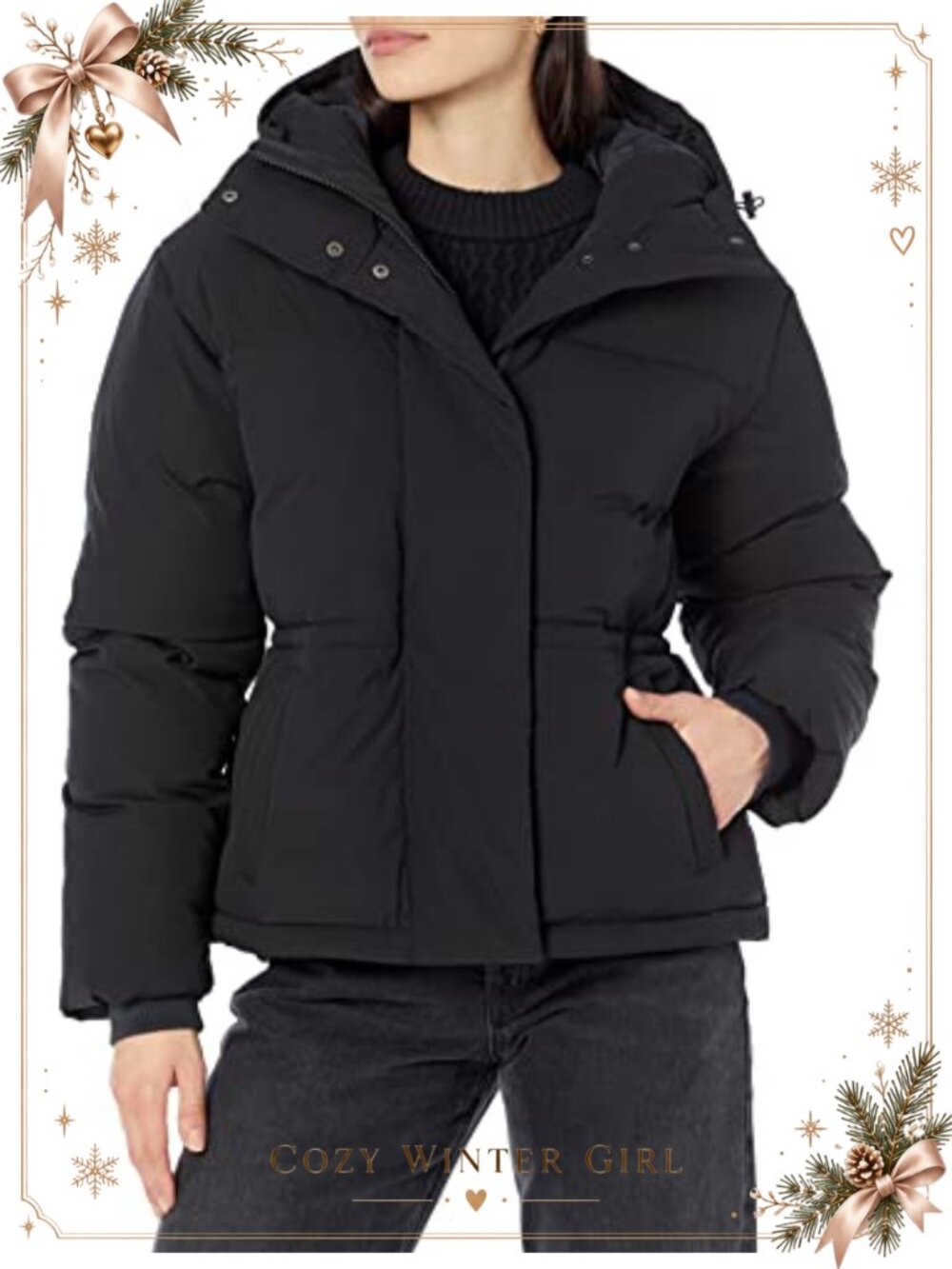Women's Short Waisted Puffer Jacket Quilted Water-Resistant Winter Coat